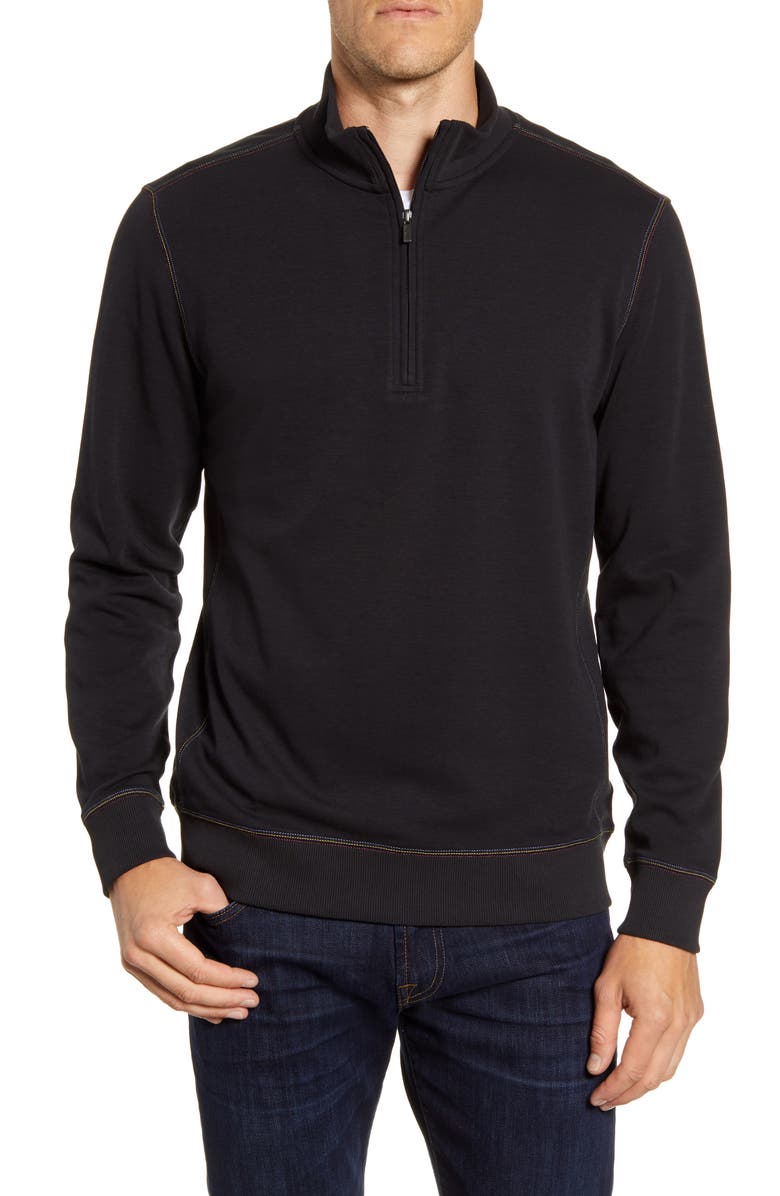 Bugatchi Regular Fit Quarter Zip Pullover, Main, color,