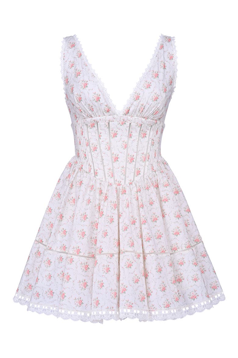 Salma Floral Print Minidress, Alternate, color, CREAM ROSE