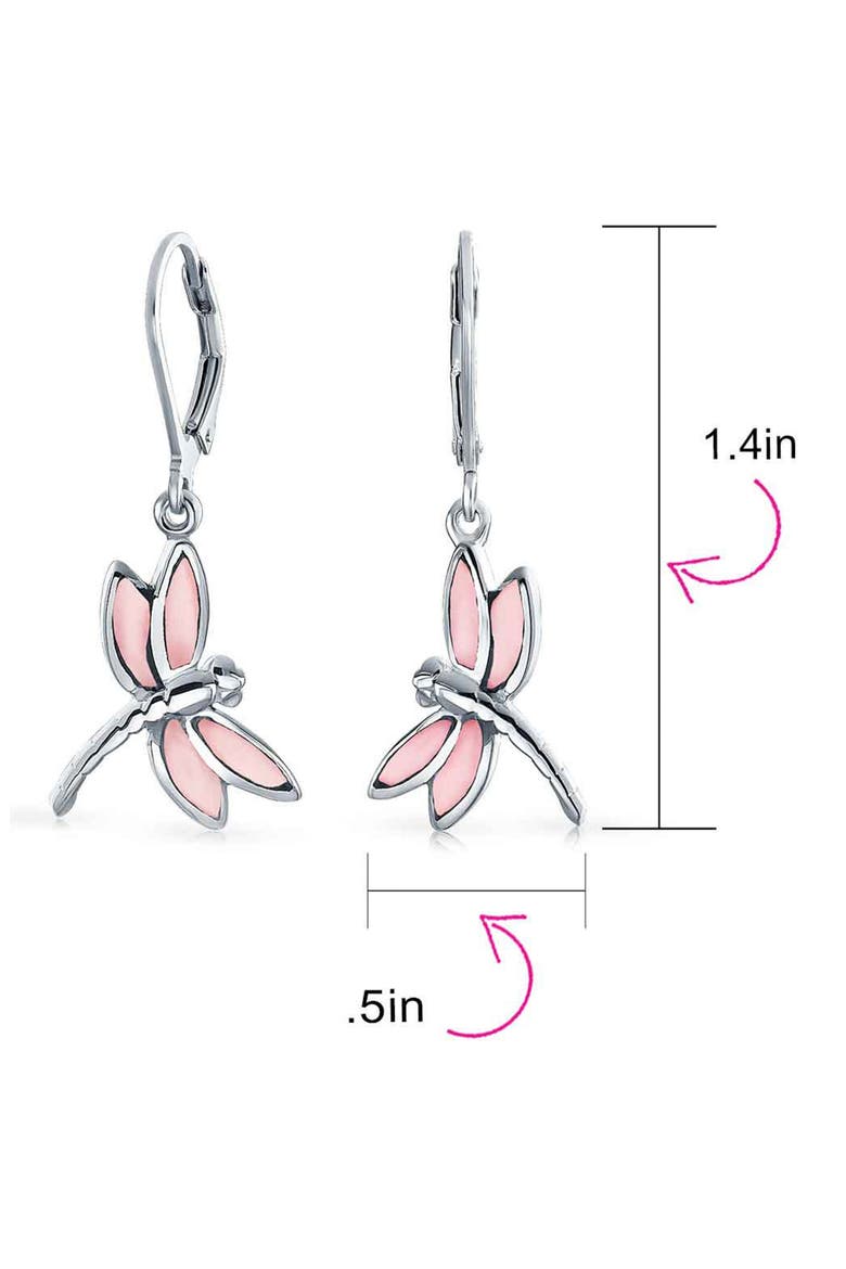 Dragonfly Drop Earrings, Alternate, color, PINK