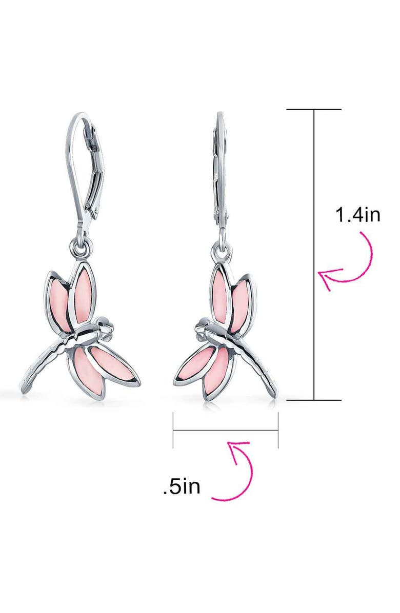 BLING JEWELRY Dragonfly Drop Earrings, Alternate, color, Pink