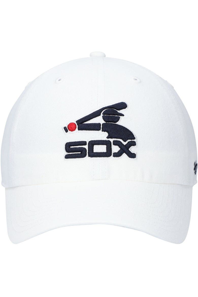 Men's '47 White Chicago White Sox 1976 Logo Cooperstown Collection Clean Up Adjustable Hat, Alternate, color, White