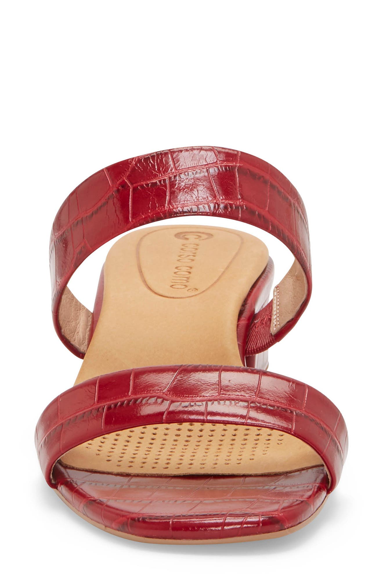 Faeya Slide Sandal, Alternate, color, RED EMBOSSED LEATHER