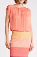 DR2 by Daniel Rainn Crinkle Satin Bubble Hem Top