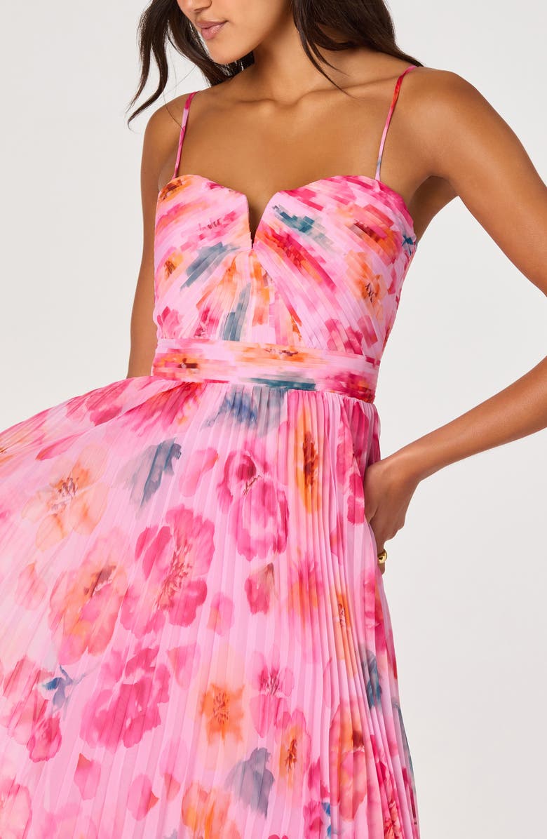 ASTR the Label Bayley Floral Print Pleat Party Dress, Alternate, color, Pink Multi Floral