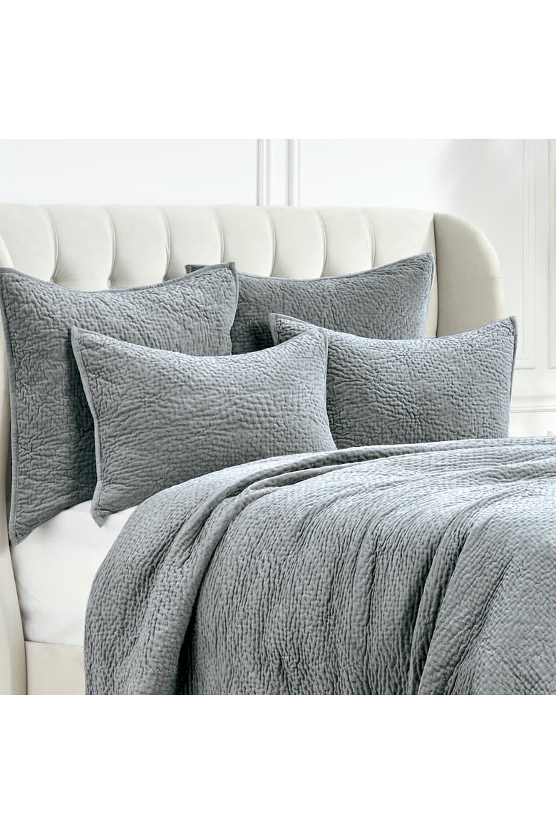 Vela Silver Moss Grey Cotton Standard Sham 20" x 26", Alternate, color, Silver