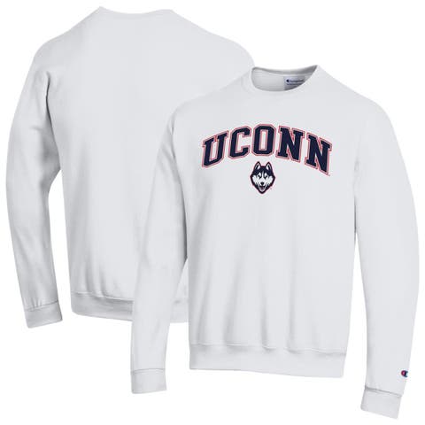 Men's Champion  White UConn Huskies Arch Over Logo Pullover Sweatshirt