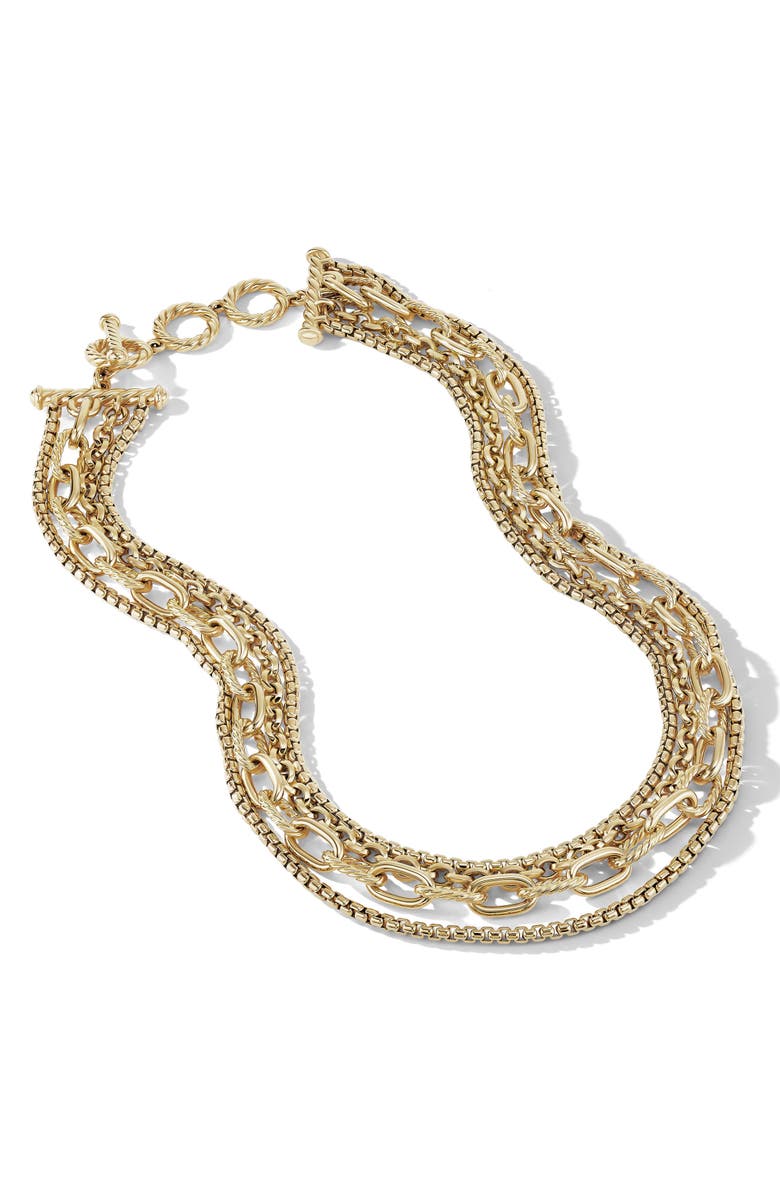 David Yurman Four Row Mixed Chain Bib Necklace in 18K Yellow Gold, Alternate, color, 18K Yellow Gold