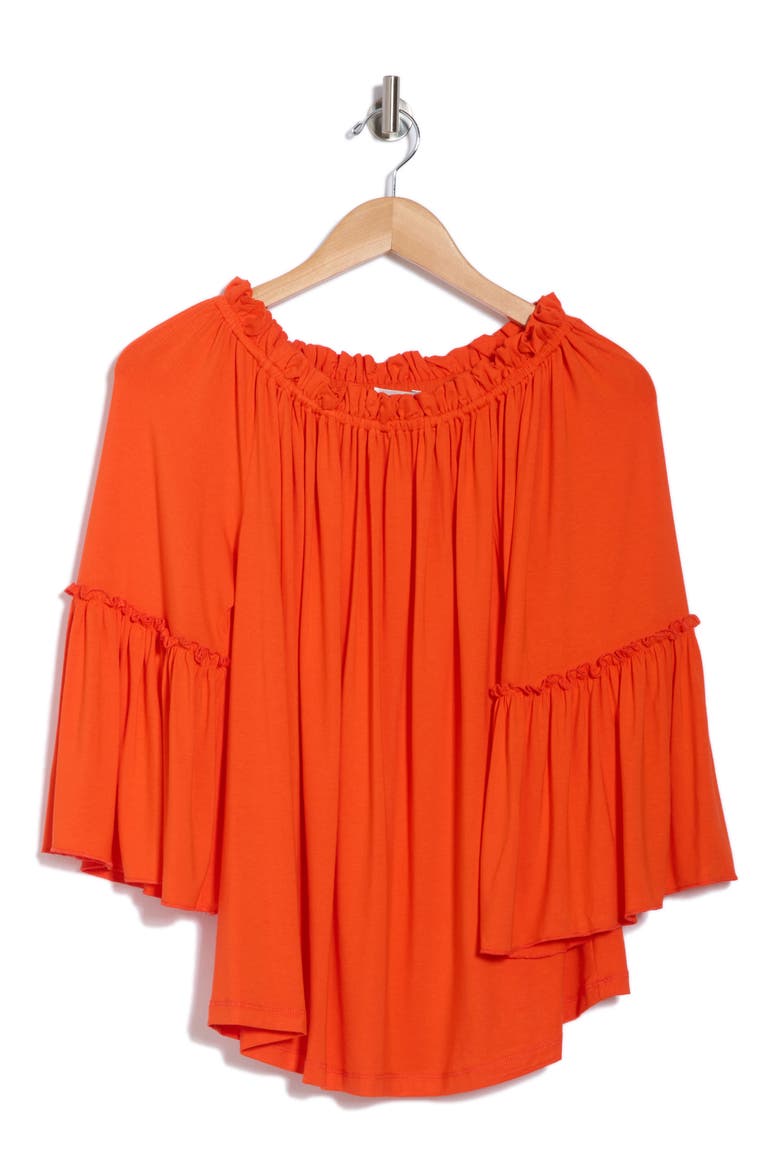 Off-the-Shoulder Flowy Top, Alternate, color, ORANGE