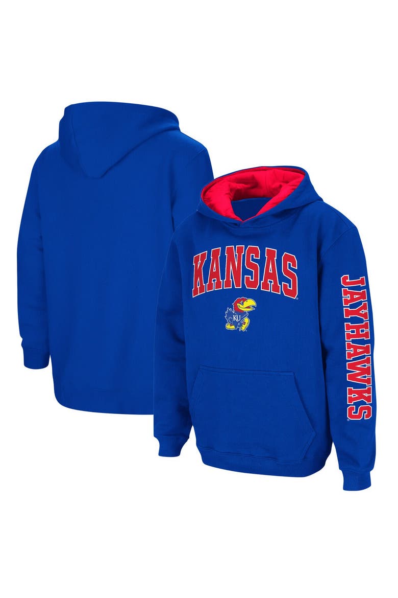 Youth Colosseum Royal Kansas Jayhawks 2-Hit Team Pullover Hoodie, Main, color, Royal