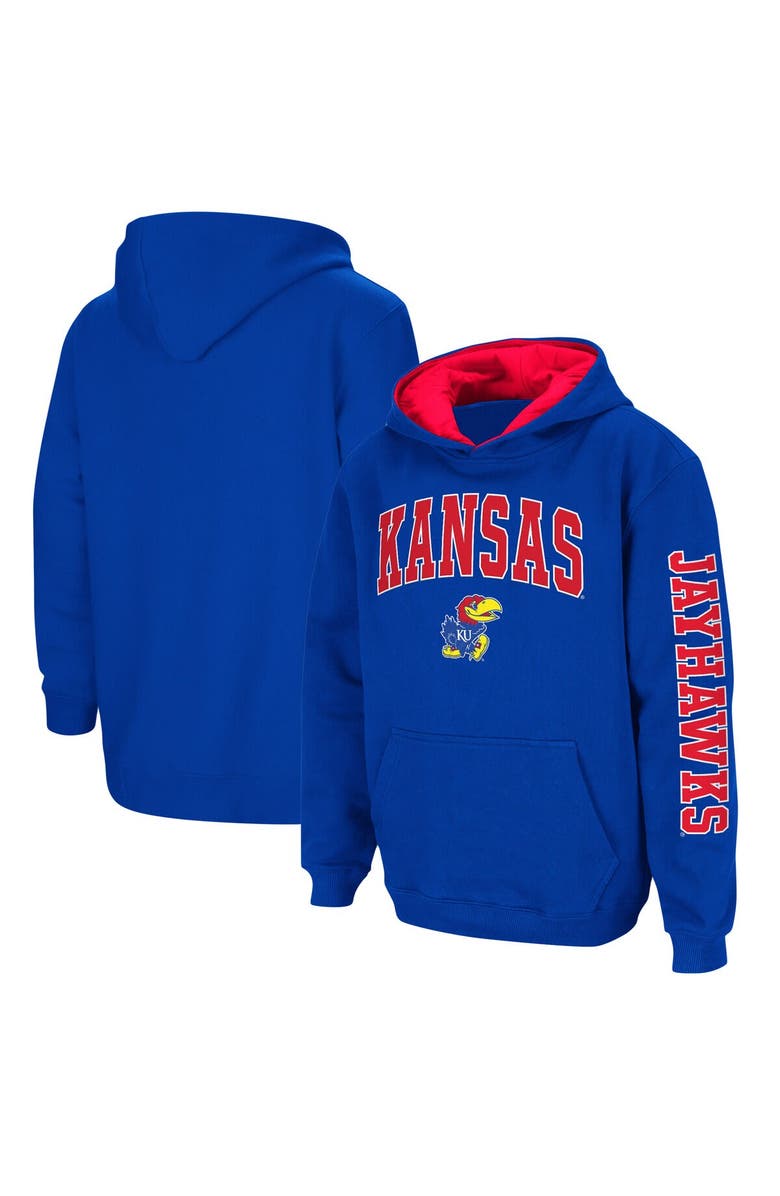 COLOSSEUM Youth Colosseum Royal Kansas Jayhawks 2-Hit Team Pullover Hoodie, Main, color, Royal