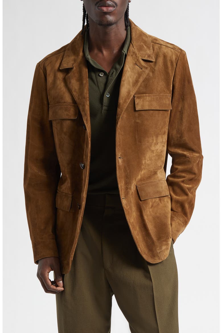 Suede Military Jacket, Main, color, TEAK