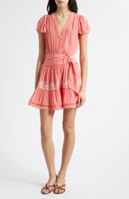 Ramy Brook Aster Belted Ruffle Minidress