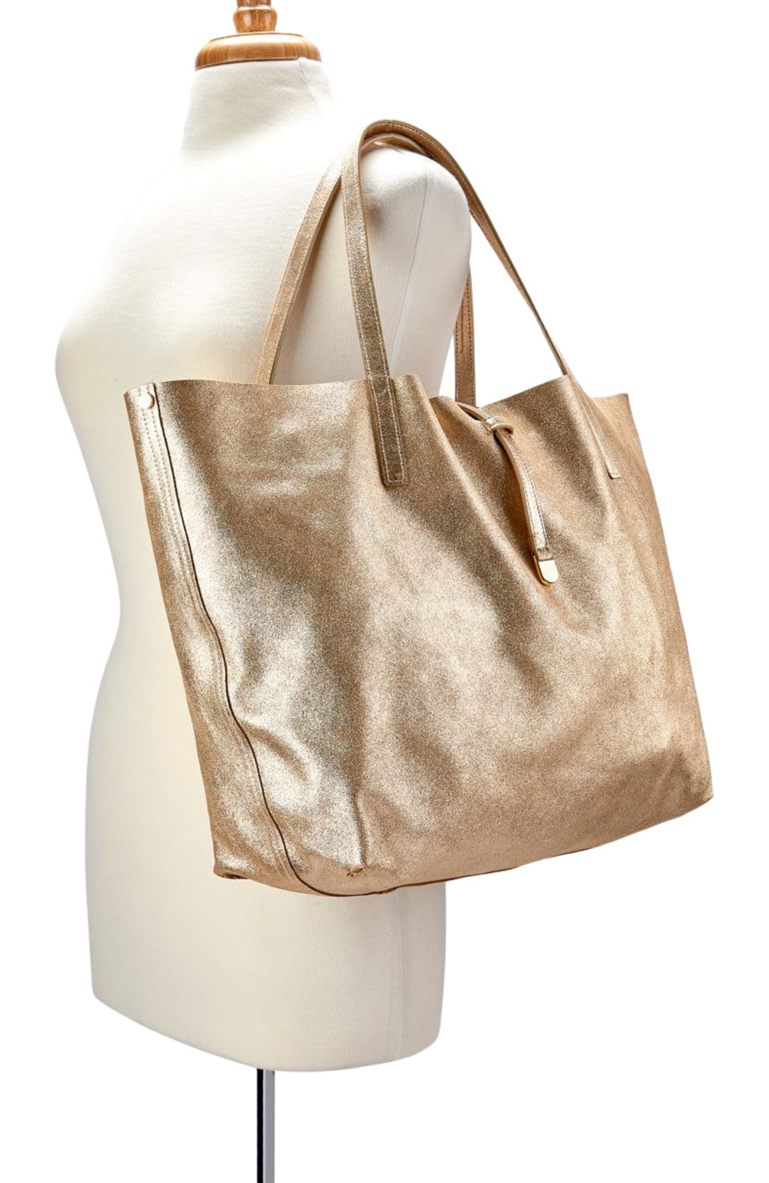 GiGi New York Reversible Luna Tote, Alternate, color, Platinum Metallic