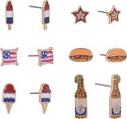 Hallmark 6 pack 4th of July BBQ Theme Stud Earring Set