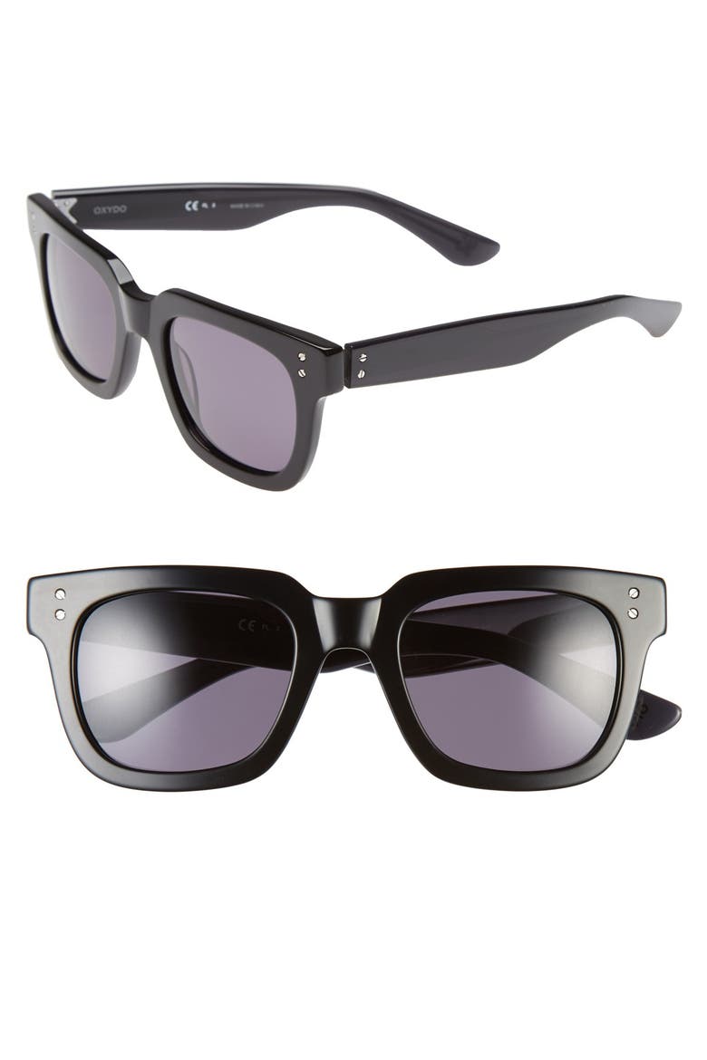50mm Retro Sunglasses, Main, color, BLACK/ DARK GREY