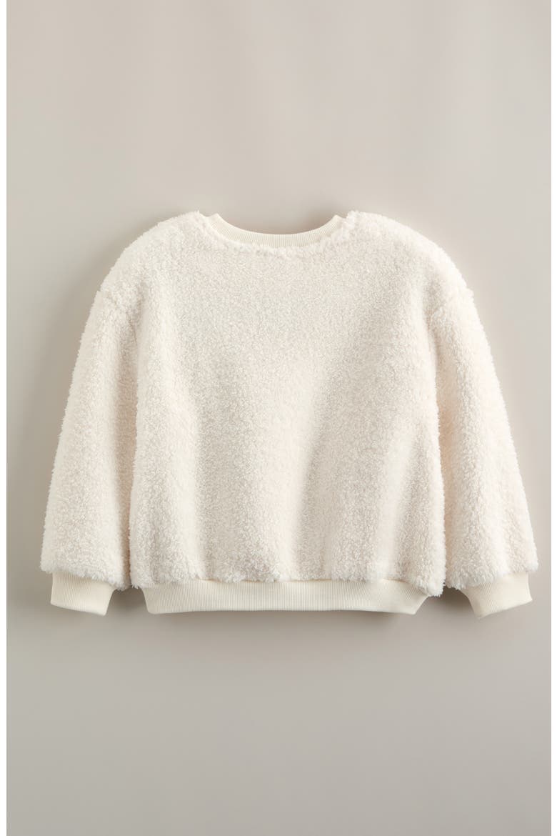 Floral Embroidered Faux Fur Sweatshirt, Alternate, color, IVORY EGRET MULTI DAISY