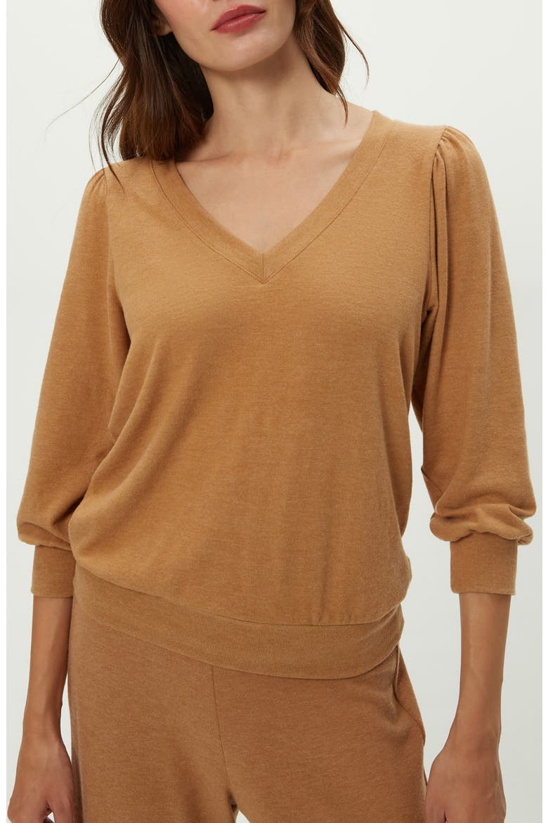 Gabriella V-Neck Top, Alternate, color, CUMIN