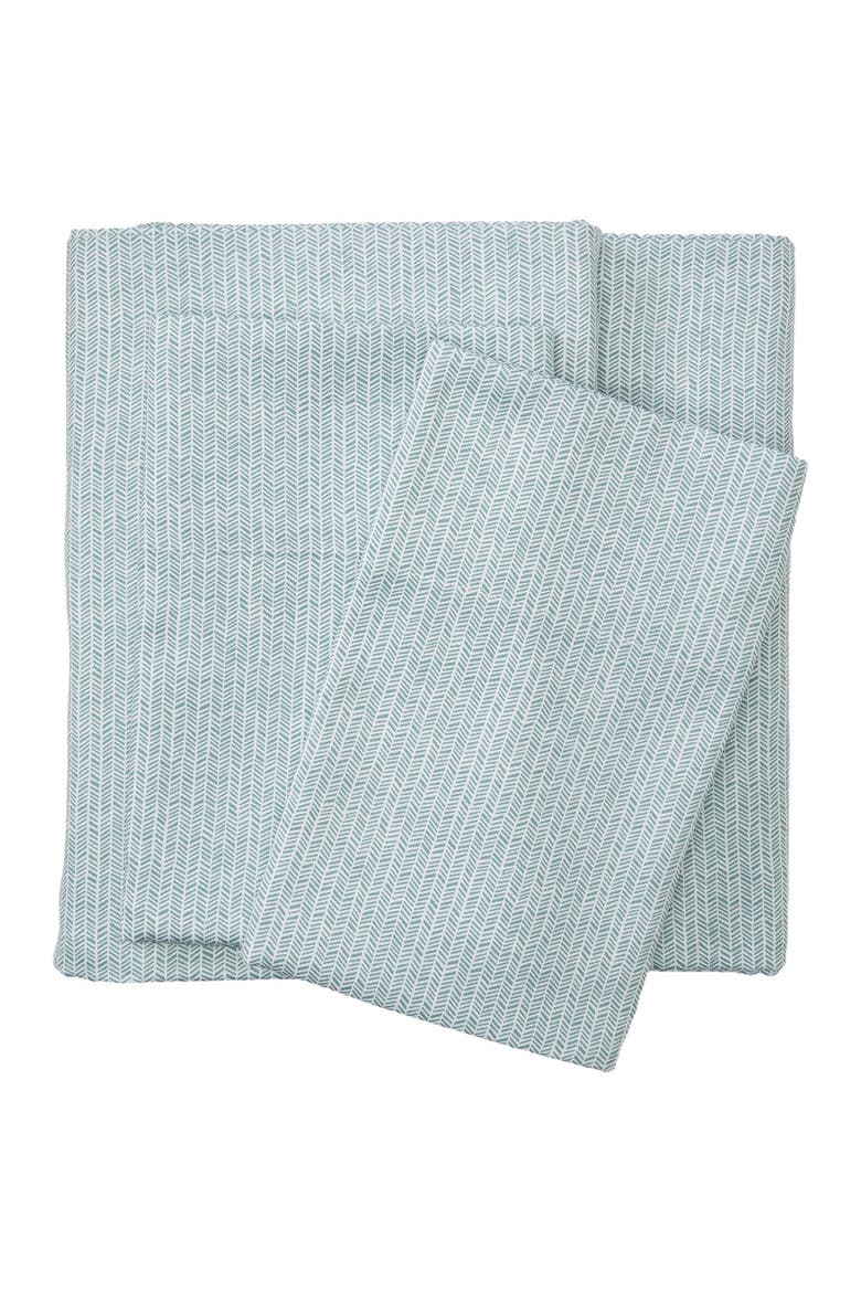 Queen Herringbone 250 Thread Count Sheet Set, Main, color, TEAL MINERAL MULTI