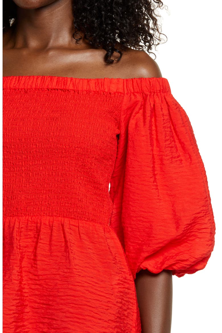 Smocked Puff Sleeve Top, Alternate, color, RED BLOOM