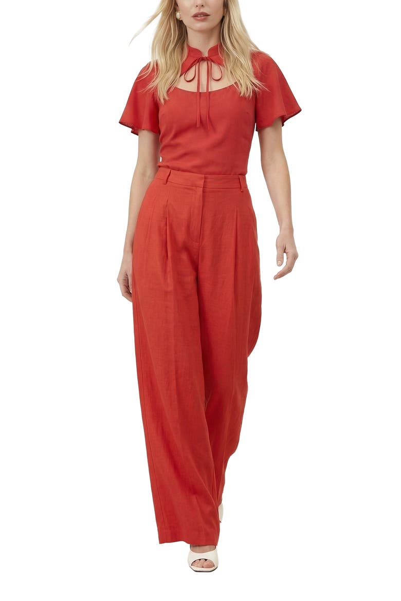 Camille Flutter Sleeve Top, Alternate, color, Red