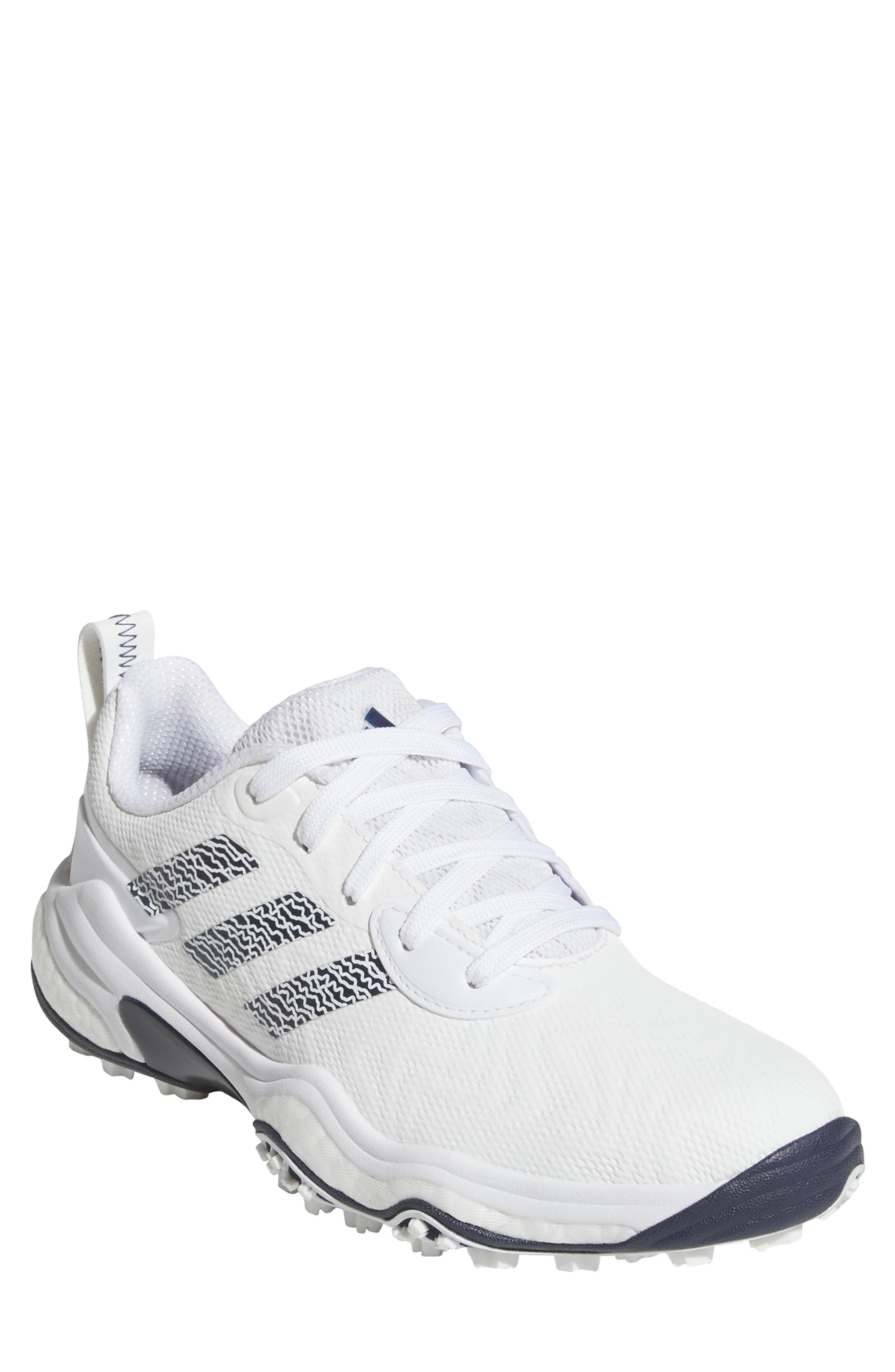 adidas Codechaos 25 Waterproof Spikeless Golf Shoe, Main, color, White/ Navy/ White