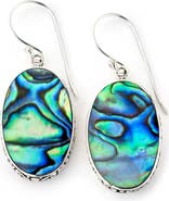 SAMUEL B. Sterling Silver Oval-Cut Abalone Drop Earrings