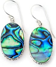 SAMUEL B. Sterling Silver Oval-Cut Abalone Drop Earrings