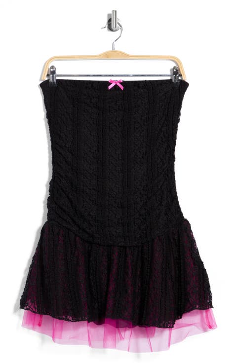 Strapless Ruched Drop Waist Minidress
