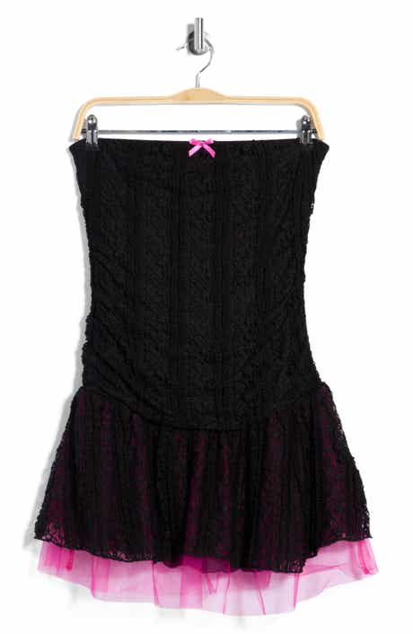 Strapless Ruched Drop Waist Minidress