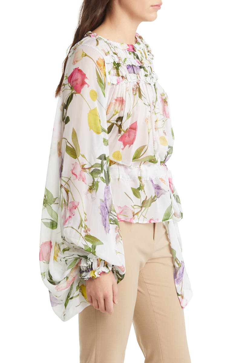 Ted Baker London Hewette Floral Print Drawstring Waist Blouse, Alternate, color, 