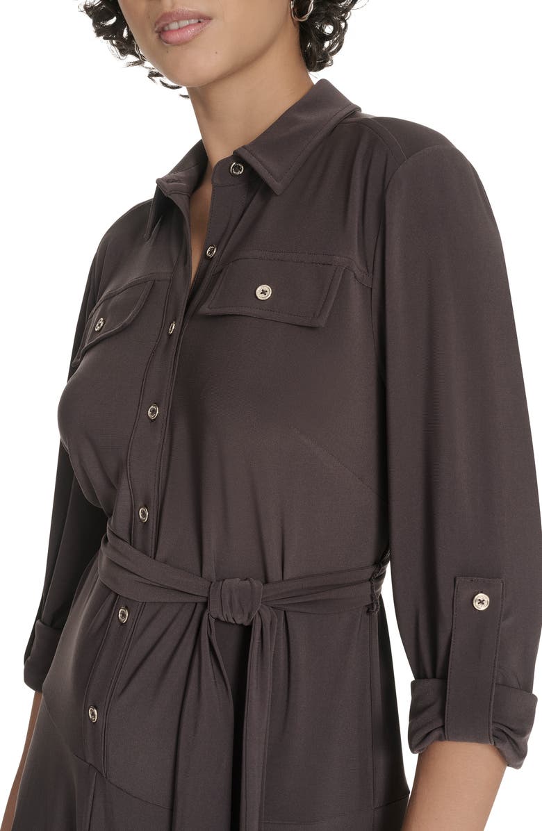 Tommy Hilfiger Roll Tab Sleeve Midi Dress, Alternate, color, Mink