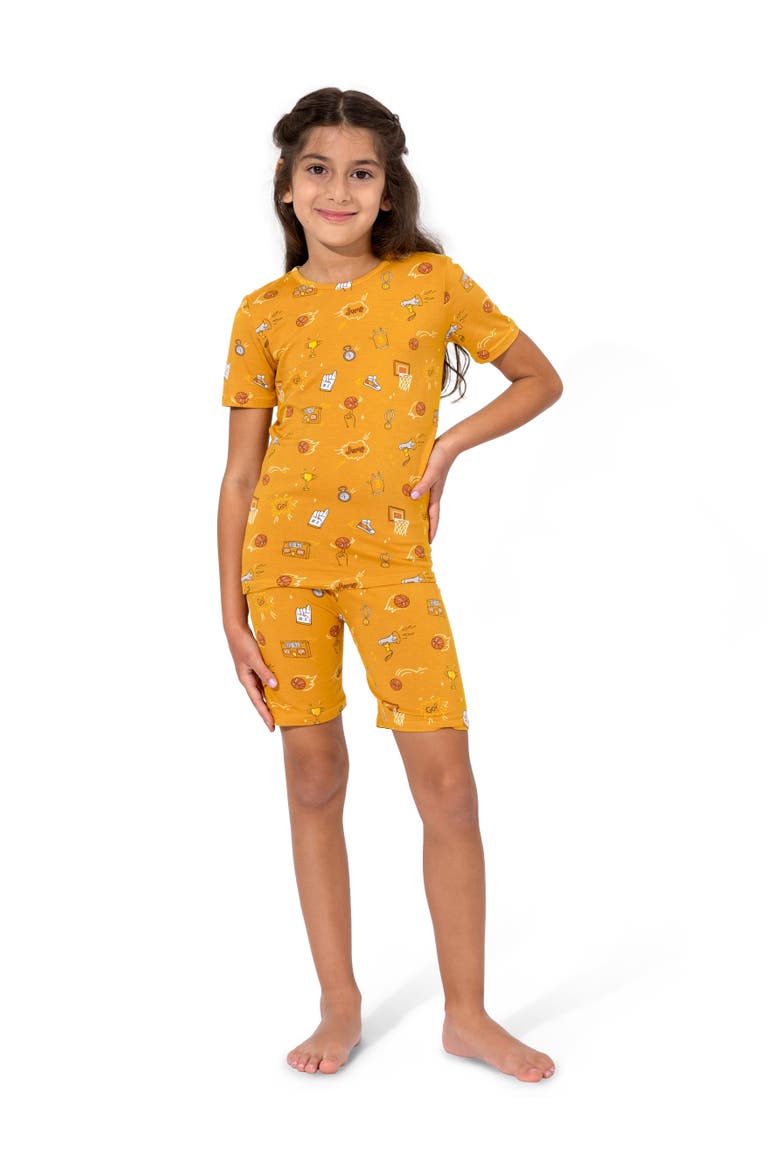 Basketball Kids 2-Piece Short Sleeve & Shorts Pajama Set, Alternate, color, Basketball