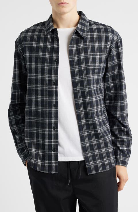Regular Fit Plaid Flannel Button-Up Shirt