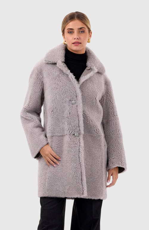 Gorski Reversible Long Hair Shearling Stroller In Gray