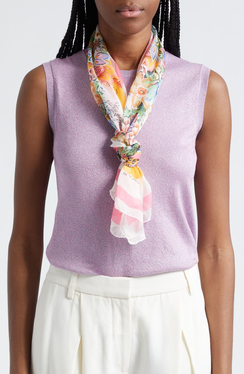 Etro Floral Print Silk Scarf, Alternate, color, 
