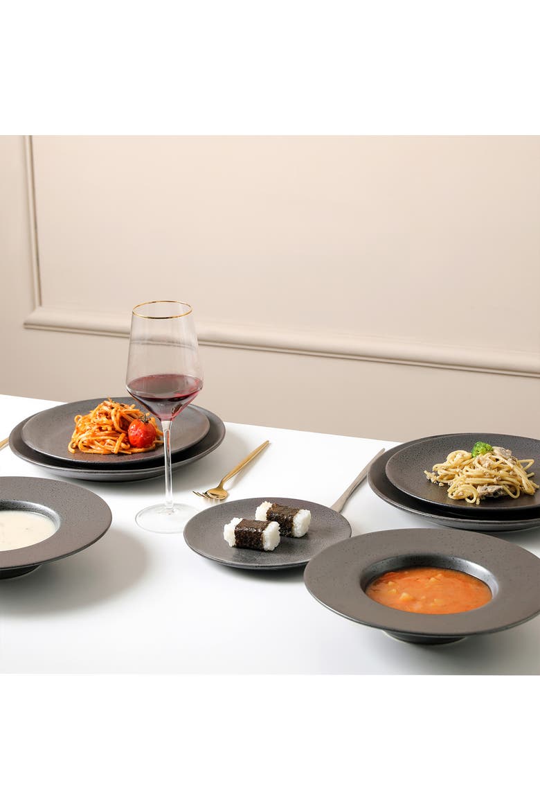 Valencia Porcelain 32-Piece Dinnerware Set, Alternate, color, Metallic Grey