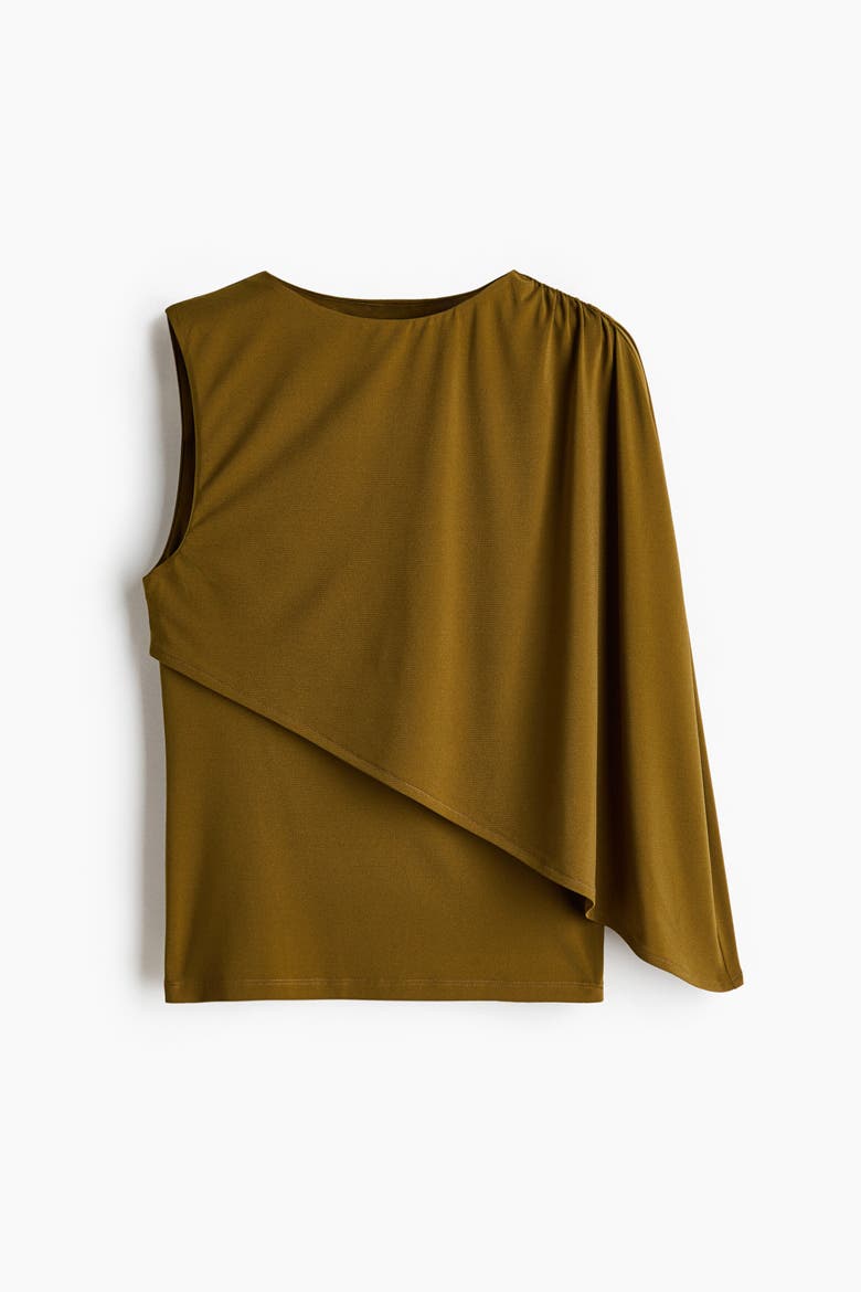 Cape-detail Top, Alternate, color, Dark khaki green