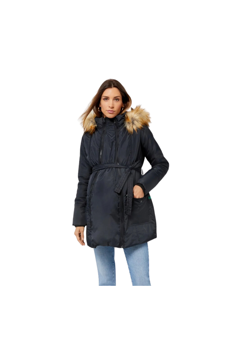 Modern Eternity Maternity Rachel - 3 in 1 Maternity Coat With Belt, Alternate, color, Black