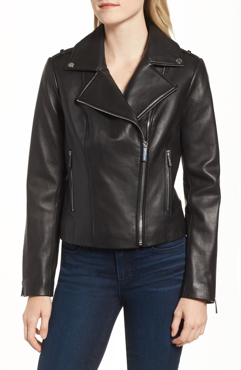 MICHAEL Michael Kors Classic Leather Moto Jacket, Alternate, color, 