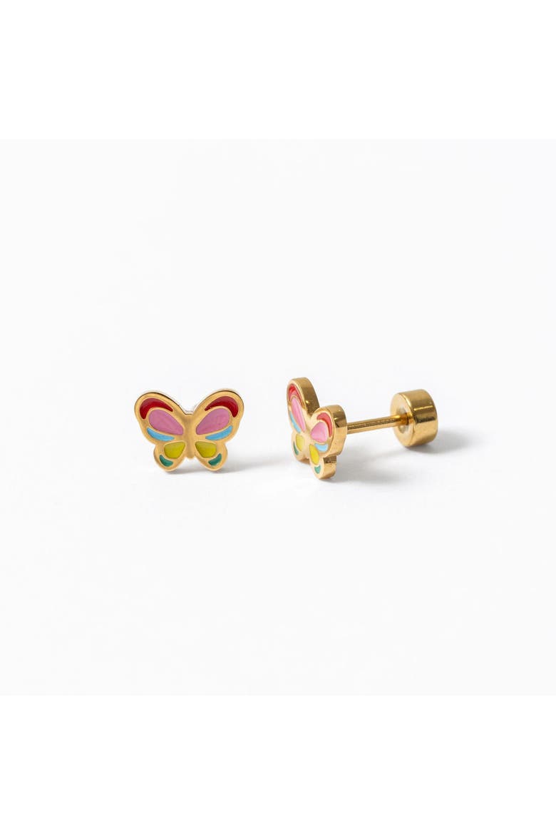 Colorful Butterfly Hypoallergenic Flatback Stud Earrings, Main, color, Multi