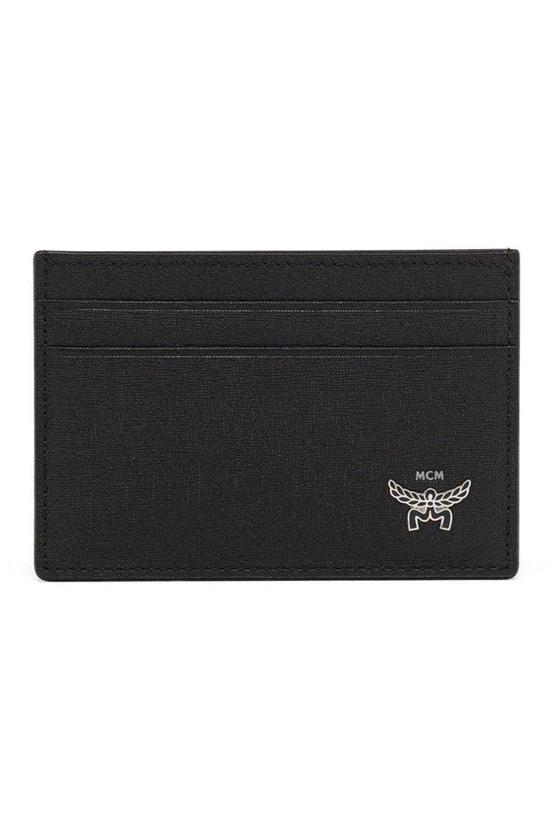 Himmel Card Case in Embossed Leather, Main, color, black
