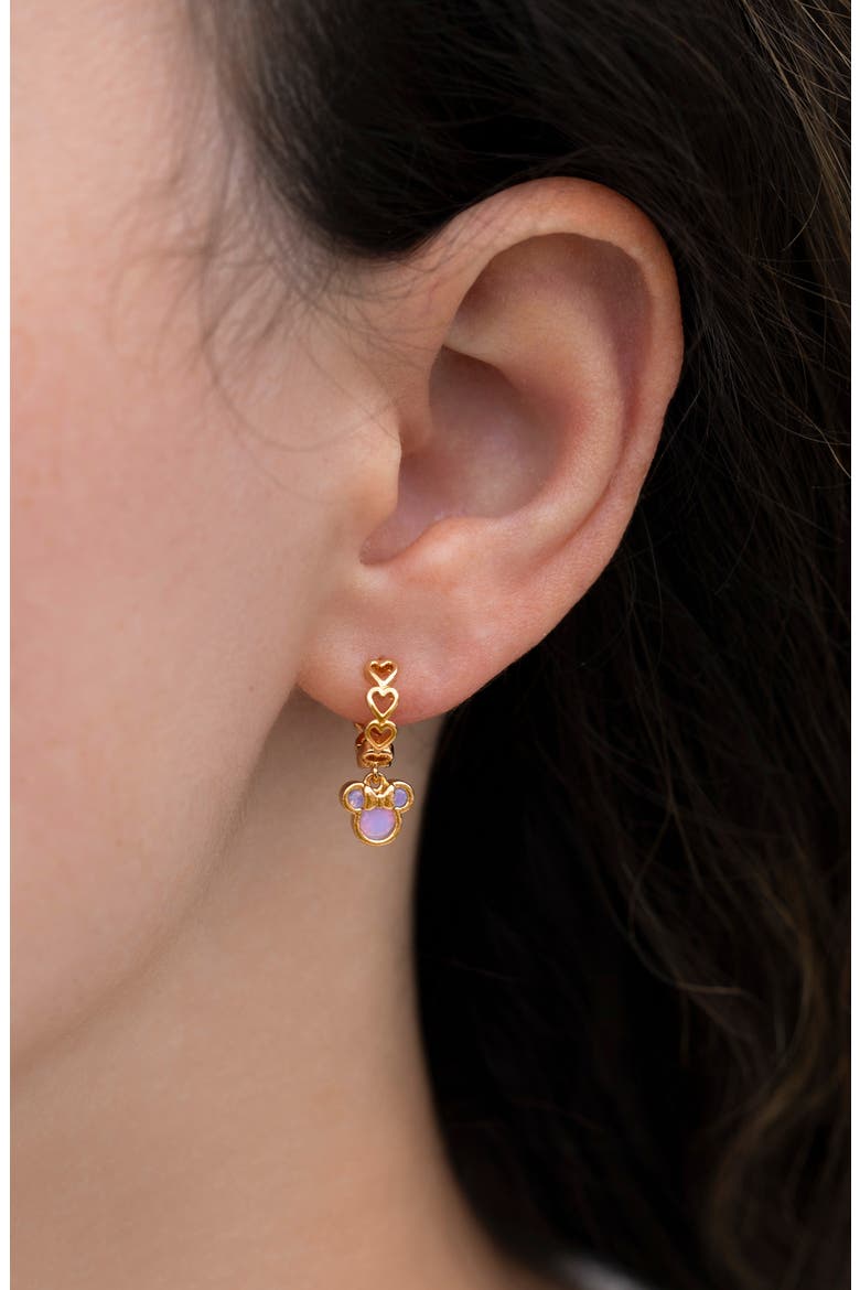 Kids' Disney Minnie Mouse Drop Earrings, Alternate, color, GOLD/ PINK