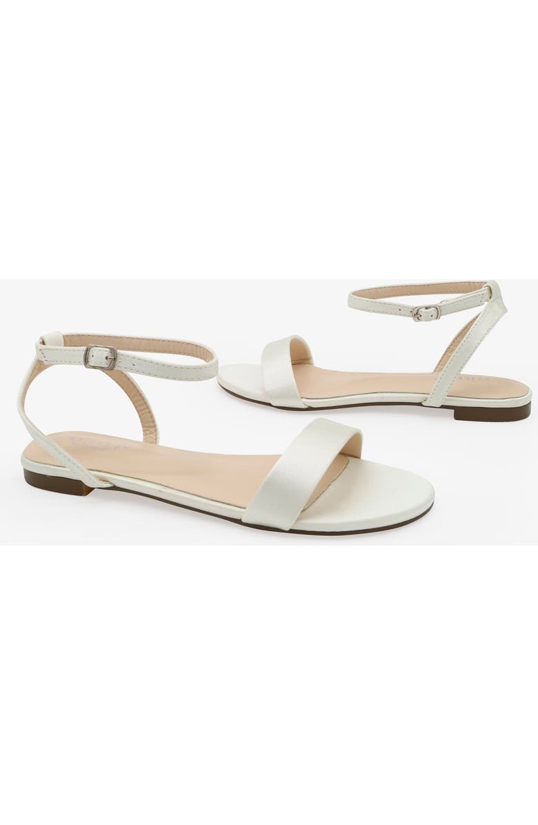 Kailee P Maddy Satin Flat Sandal with Ankle Strap, Alternate, color, Ivory
