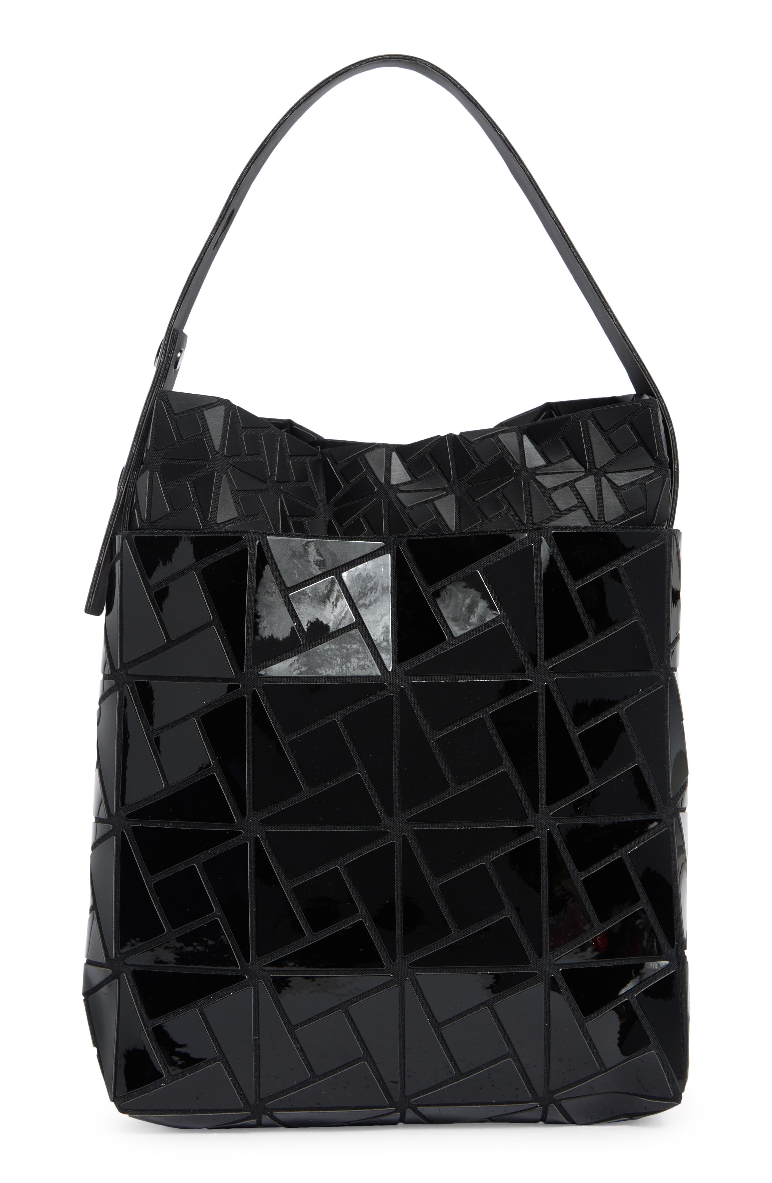 PATRIZIA LUCA Double Layer Box Pattern Shoulder Bag, Alternate, color, Black/ Black