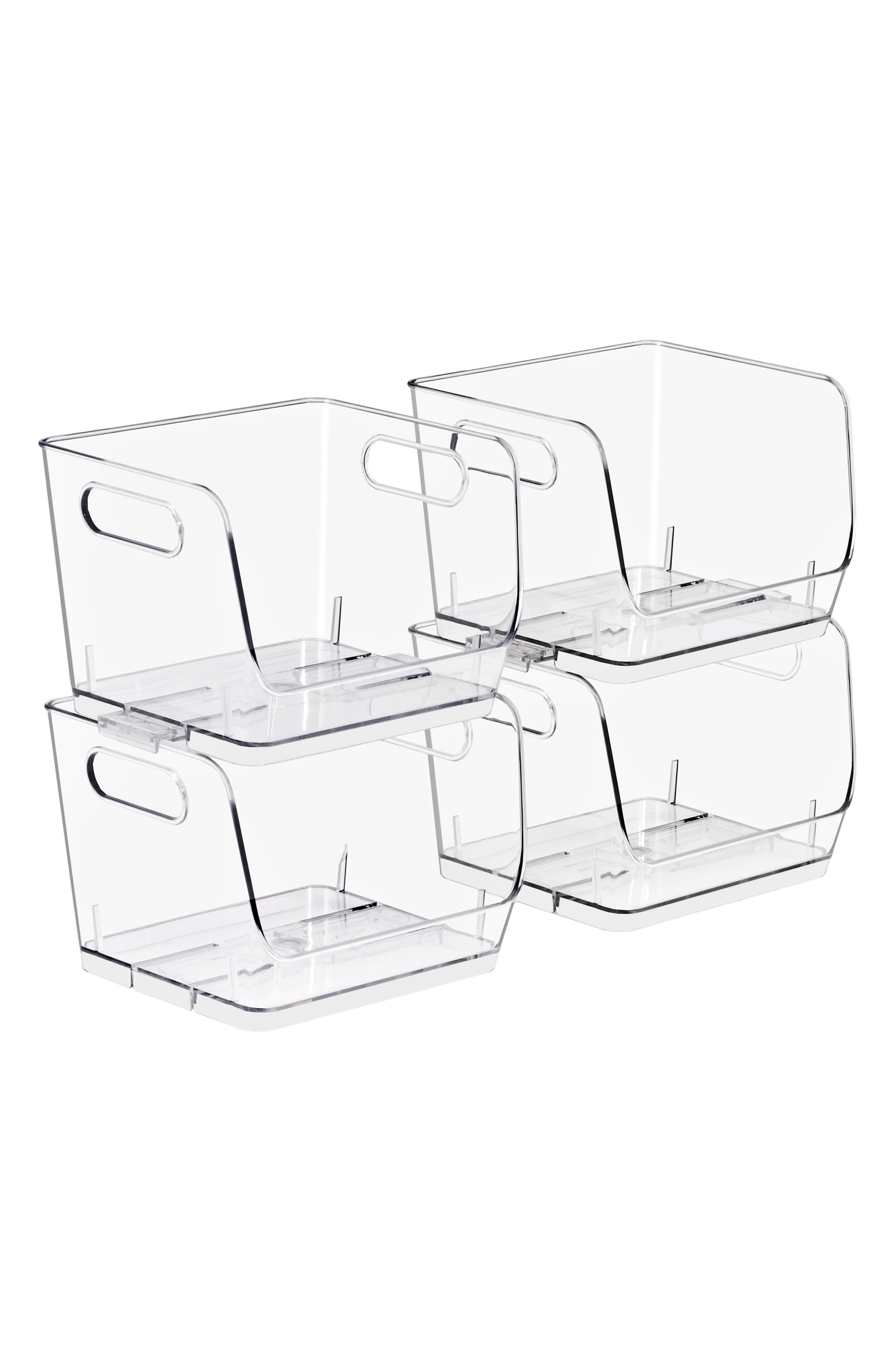 Set of 4 Stackable Open Front Bins
