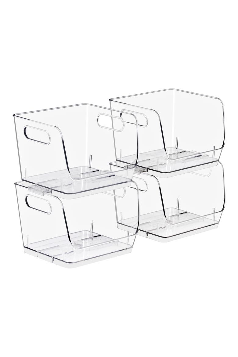 Set of 4 Stackable Open Front Bins, Main, color, NO COLOR