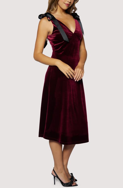 Lost + Wander Adorned Virtue Bow Detail Velvet Midi Dress In Purple