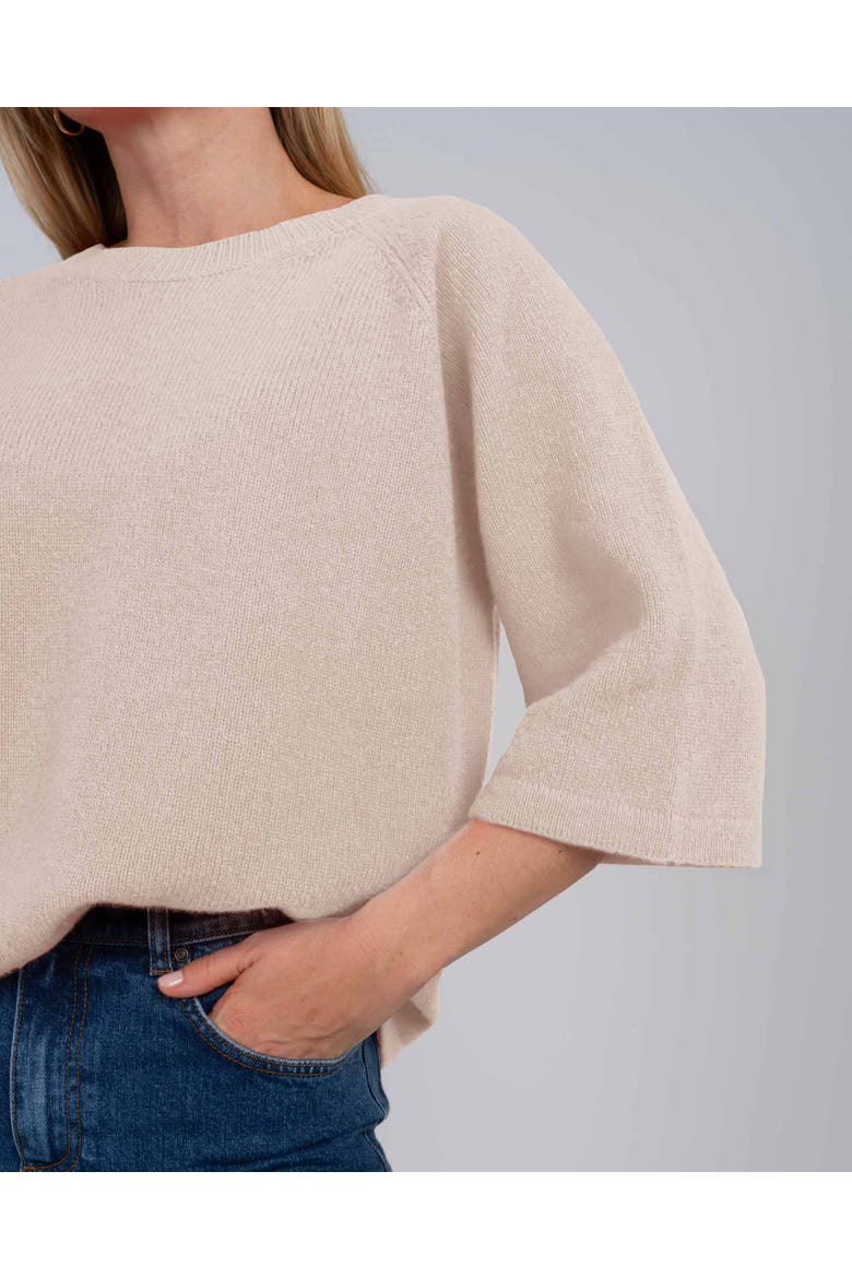 Maisie 3/4 Sleeve Round Neck Sweater, Alternate, color, Champagne Marl