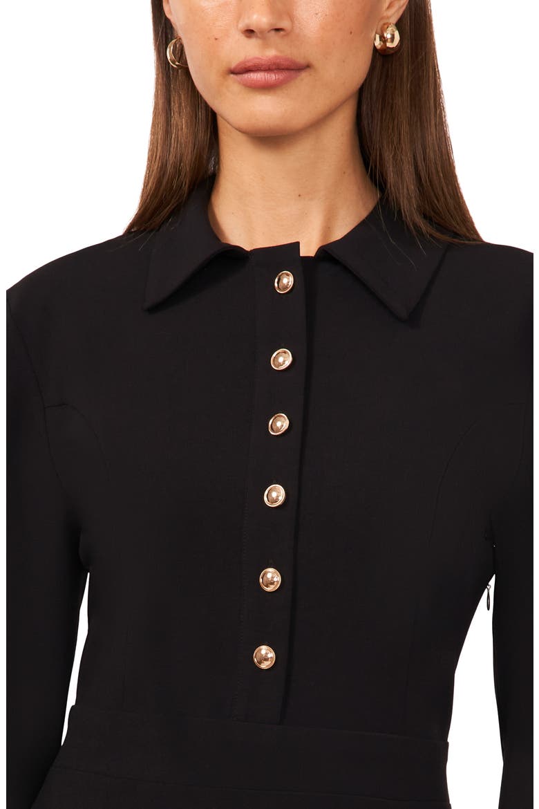 Button Front Long Sleeve Shirtdress, Alternate, color, RICH BLACK