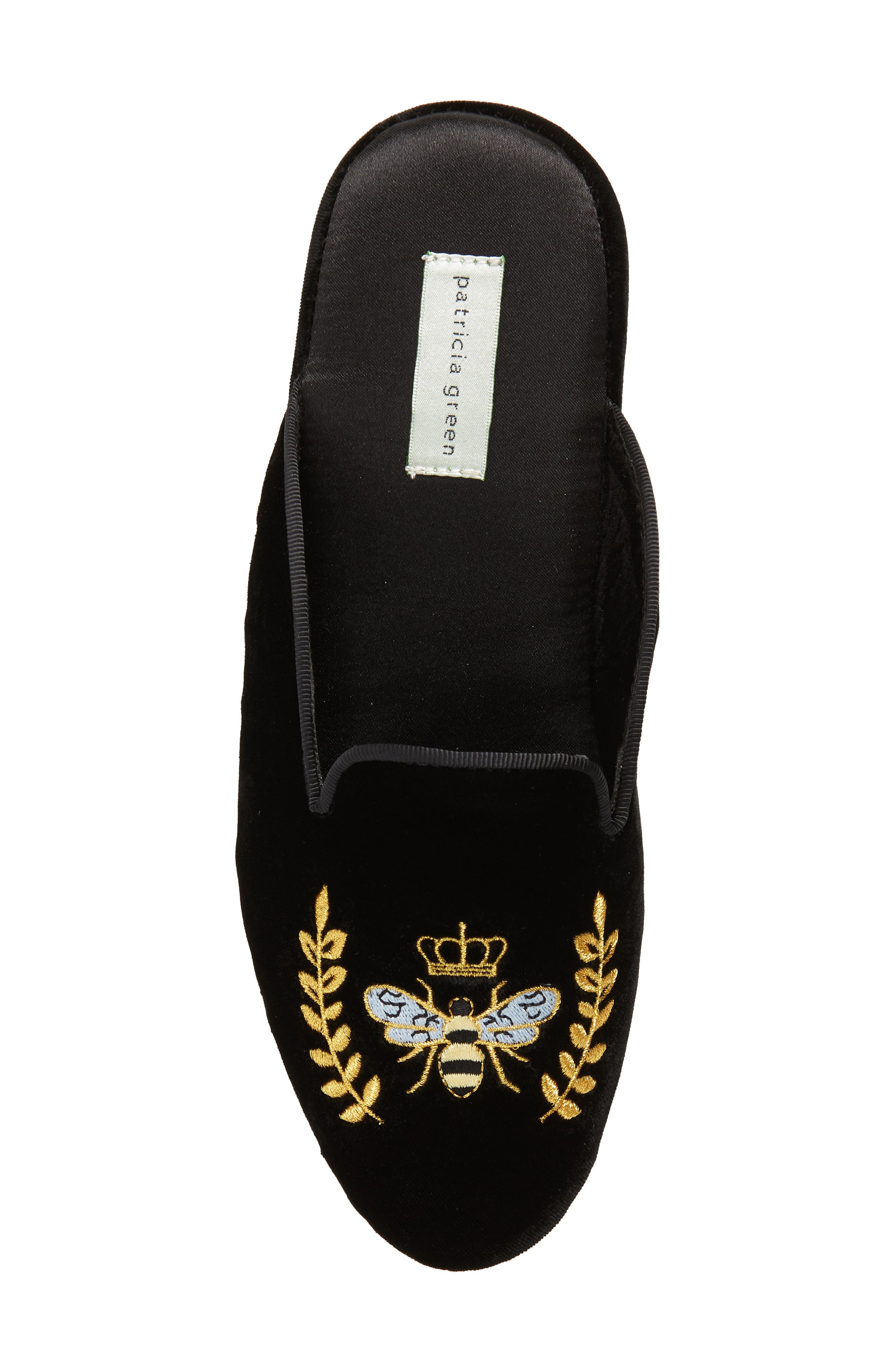 patricia green Beatrice Embroidered Slipper, Alternate, color, Black Velvet